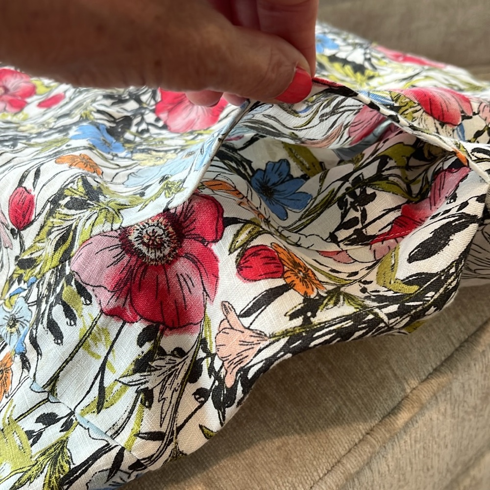 J. Jill Floral Sleeveless Mini Dress in White with Red, Blue, Orange and Green - Picture 6 of 8